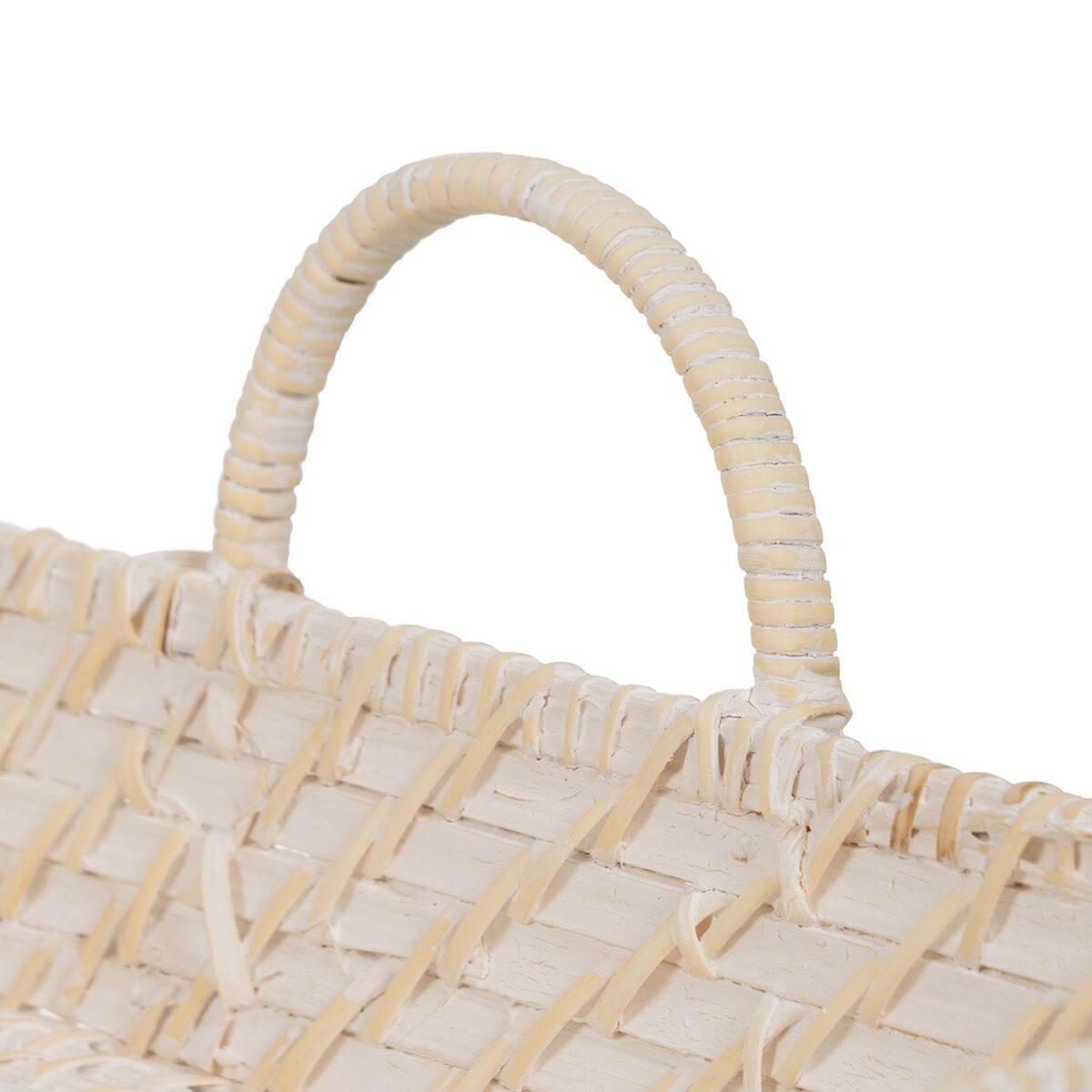 Bricka Vit Bambu Rattan 45 x 34 x 13 cm (2 antal)
